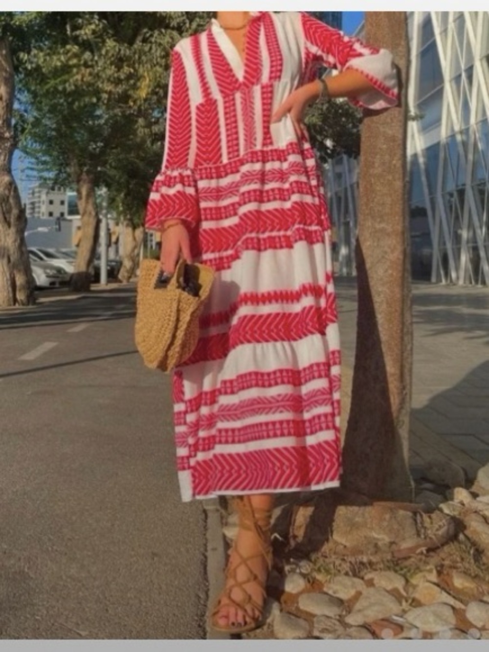 NWOT Silk & Salt Large Red & White Summer Of Love Bohemian Tiered Maxi Dress - Picture 2 of 11